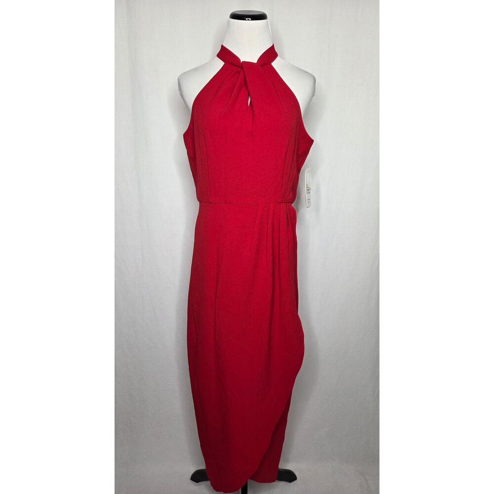 julia jordan Knot-Neck Tulip-Hem Midi Dress Red NWT Size 8 - Picture 2 of 10